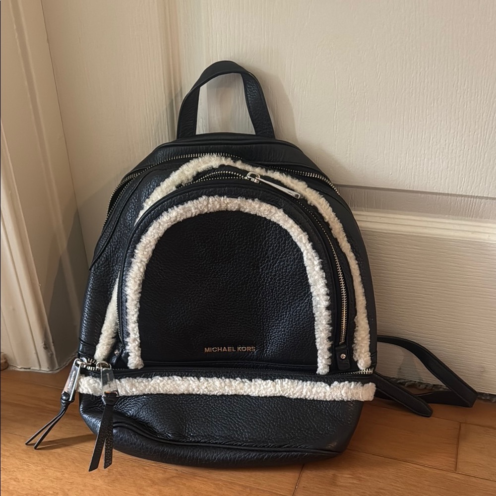 Michael Kors Black and White Backpack Sporty Design